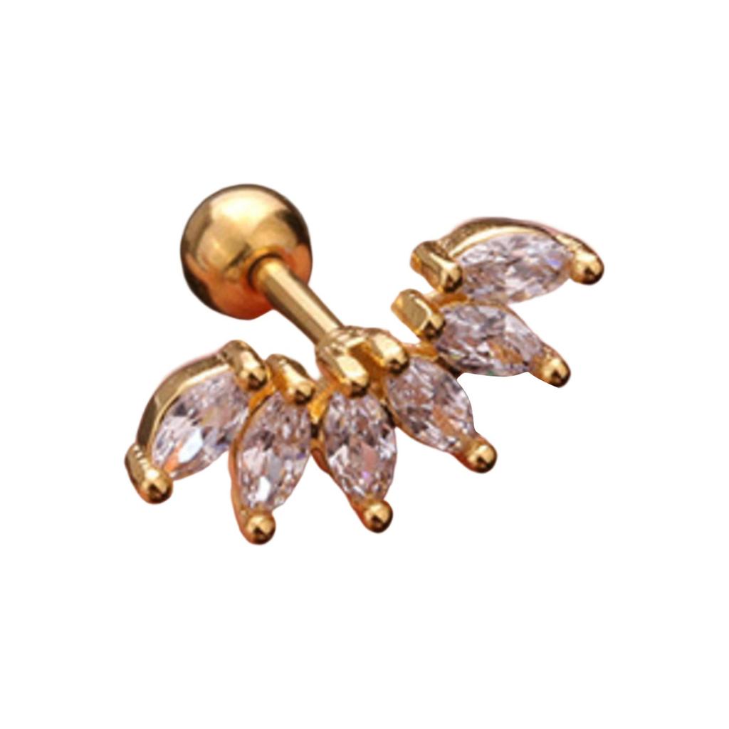 Titanium Steel & Stainless Steel Post Crown Ear Studs With Micro-Pavé Zircon - Screw-Back Ball Fashion Earrings For Western Piercing Jewelry