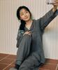 [Dossy] 2SET Silk Fit Dust Long Sleeve Couple Pajama Set [Shipped from Korea] 100% Authentic