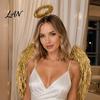 Dark Guardian Angel Wings Costume for Kids, Feathered Wing Dress Up Elastic Strap Cosplay Accessory Fancy Dress, Halloween Party, Performance