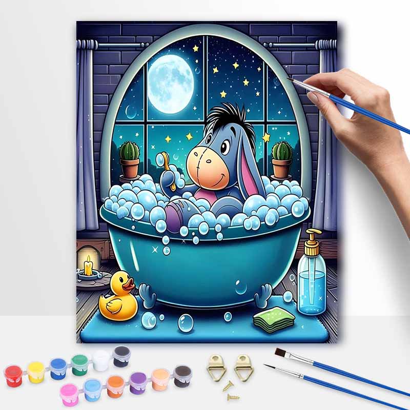 Disney Eeyore Bubble Bath Canvas Painting Kit Home Decor Craft Perfect Gift Idea Creative Fun for Adults and Teens