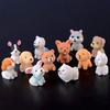 12 pcs 1 set random set of family party decorations, cute cartoon puppies, handmade resin animals, Christmas desktop decorations
