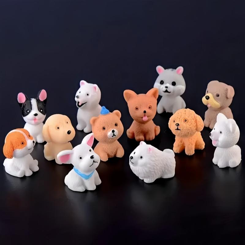 12 pcs 1 set random set of family party decorations, cute cartoon puppies, handmade resin animals, Christmas desktop decorations