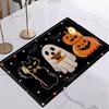 Halloween Fall Autumn Linen Placemat Table Coffee Mat Orange Brown Gnome Pumpkin Maple Leaf Plaid Harvest Happy Decorative