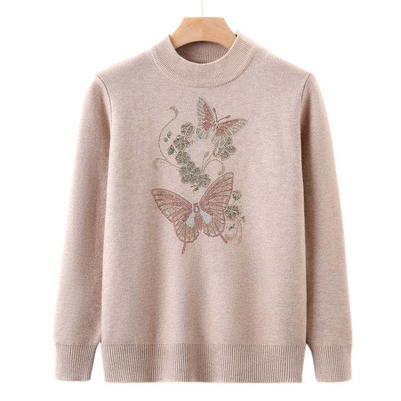 Mamas Herbst- und Winterkleidung verdickter integrierter Fleece-Pullover Damen warmes Innenoberteil mittleres Alter Mann Fleece neuer Strickpullover