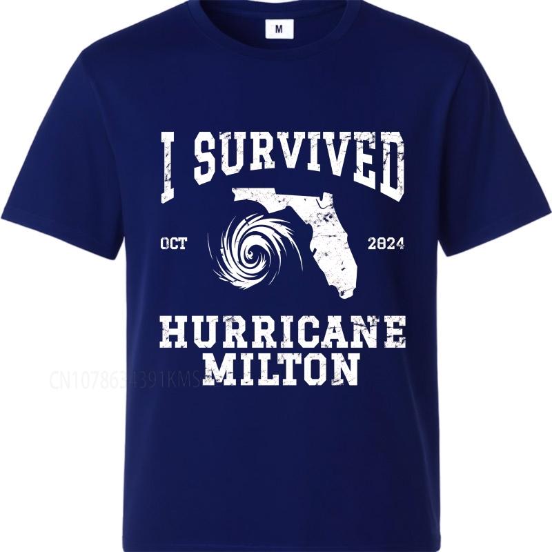 Plus Size summer For man tshirt I Survived Hurricane Milton Florida 2024 Oct Short Sleeve Street Wear Crew Neck tops