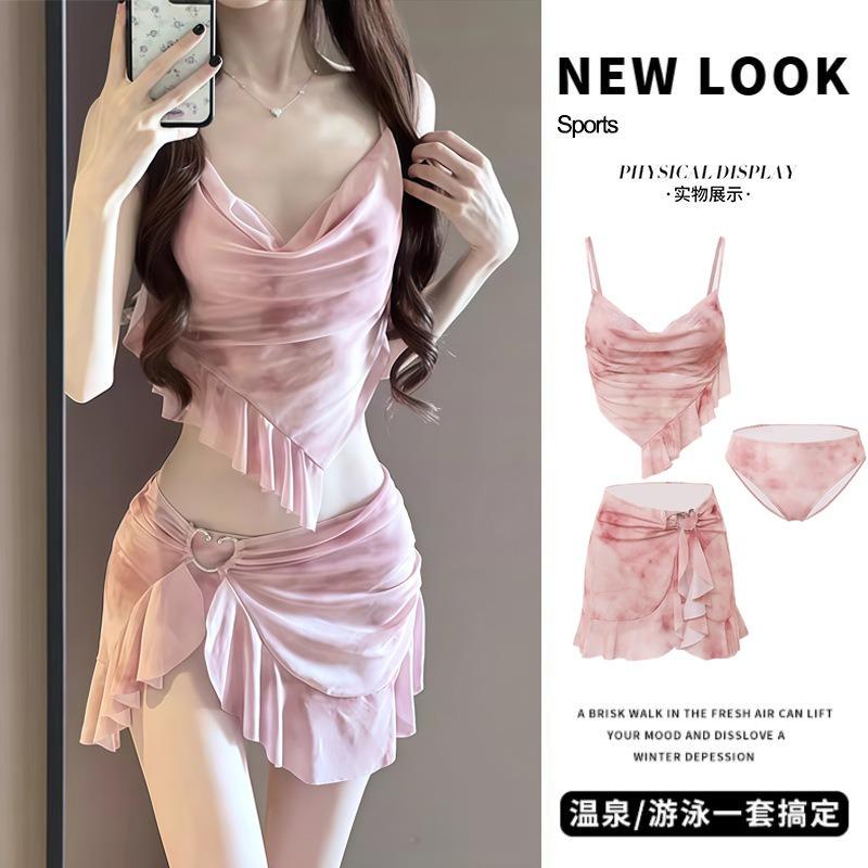 Bikini Swimsuit Women's New Three-piece Set Feels Split To Cover Meat Conservative Seaside Vacation Niche Hot Spring