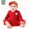 Girls' Baby Skirt Set: Bodysuit, Strap Dress, Cardigan for Spring, Autumn, Summer - Princess Puffy Two-Piece Outfit