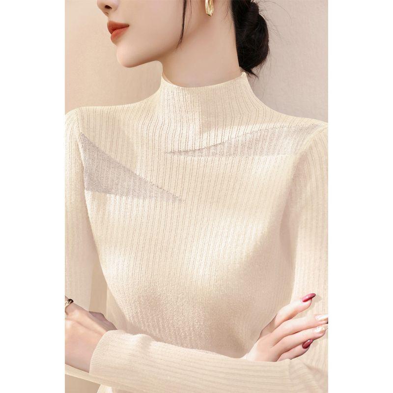 

Wool Half Turtleneck Mesh Women s Clothing Black Inner Lace Apricot ~ 5001Y 2XL