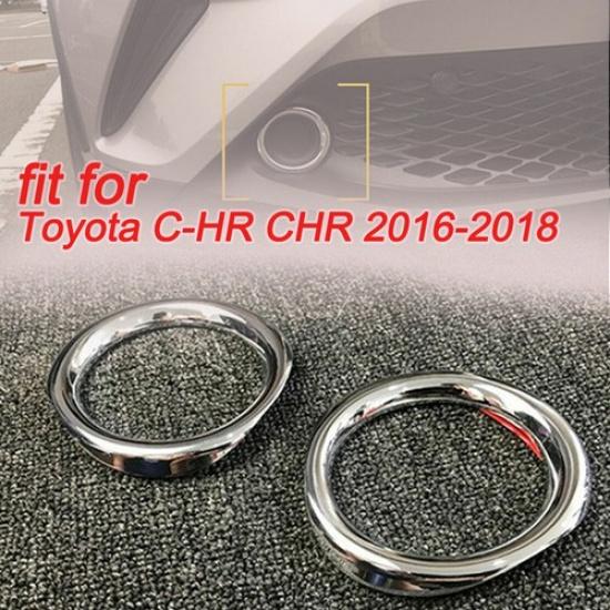 

2x Front Fog Light Lamp Cover Trim Ring Chrome For Toyota CHR C-HR 2016-2018