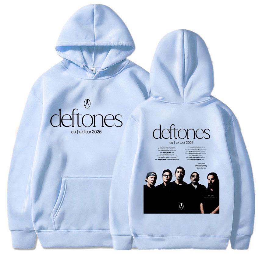 Deftones EU UK Tour 2026 Felpe Manica Lunga Moda Felpa con Cappuccio Uomo Donna Abbigliamento Band Moda Stampa Grafica Felpe con Cappuccio