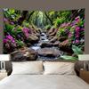 Tropical Jungle Waterfall Landscape Tapestry - Green Plants Nature Forest Design for Home Living Room Garden Wall Decor