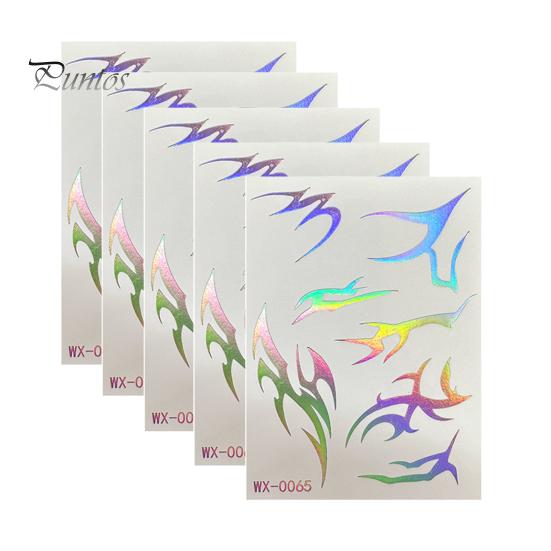 Event Makeup Tattoos 5 Sheets Holographic Lightning Tattoos, Waterproof Flash Temporary Safe Face Stickers, Full Color Body Art for Festival