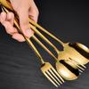 2Pcs Stainless Steel Golden Silver Fork Spoon Fork Spoon Heat-Insulated Long Handle Stirring Dessert Spoons Kitchen Gadgets