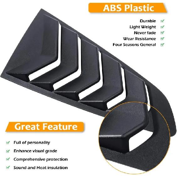 For Ford Mustang 2015- Car Rear Louver Window Side Shutter Cover Trim Sticker Vent Scoop ABS Carbon Fiber Black Accessories