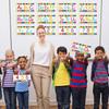 Outus 12 Pcs Alphabet Bulletin Board Strips Set Alphabet Line ABC Banner Number Line Border Posters for Classroom Wall Including Adhesive Dots for