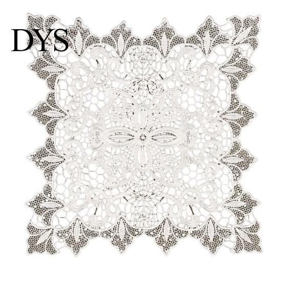 Decorative Table Covers for Weddings White Lace Doily, Elegant Retro Placemat, Embroidered Small Round Placemats Jewelry Trays Mat, Rectangular