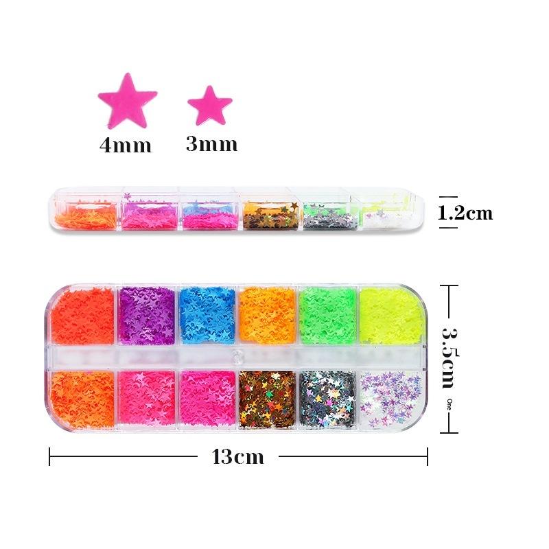 12 Grids Y2K Mini Star Nail Sequins Glitter Flakes Affordable Manicure Accessories for Beginner Nail Learners