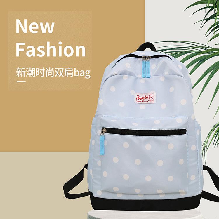 Schoolbag: Japanese-style casual lightweight polka dot soft girl large-capacity backpack for girls, middle and high school students, backpack