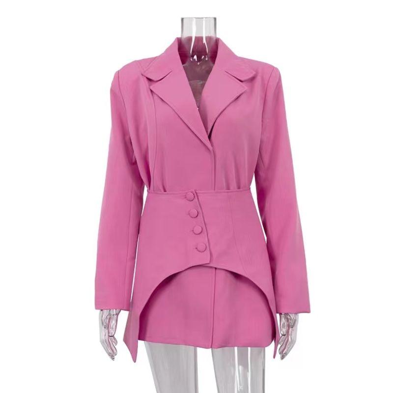 Fashion Wind Long Sleeves Loose Dress Waist Seal Suit Loose Fitting Suit Collar Dress