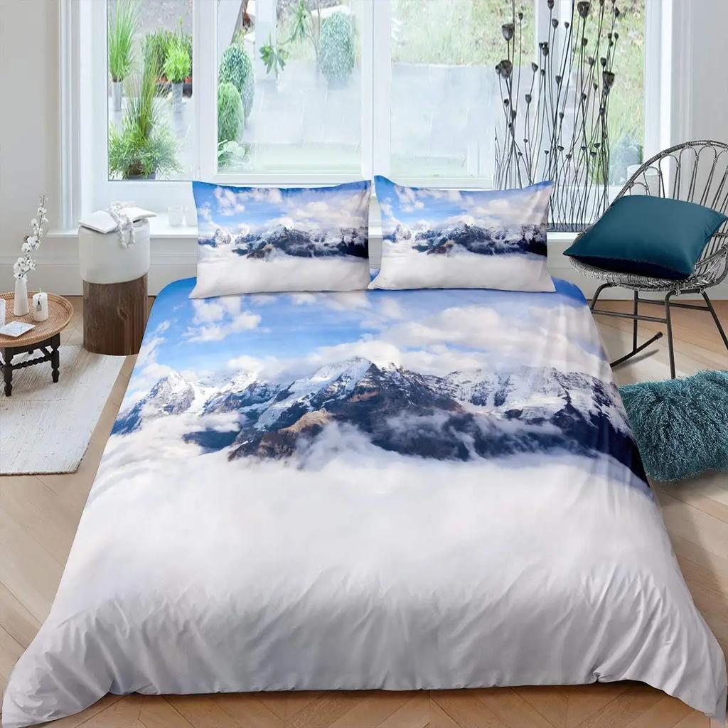 Smoky Mountain Bettbezug Kiefern Jungen Landschaft Bettdeckenbezug Naturlandschaft Kunst Studentenwohnheim Zimmerdekoration Queen King Größe