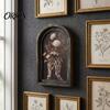 Retro Arched Wooden Picture Frame Halloween Wall Decor, Ghost Cat Hanging Ornament, Distressed Gothic Rustic Wood Sign Tabletop Decor Plaque,