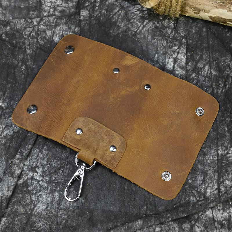 Leder Schlüsseltasche, Crazy Horse Leder Schlüsselanhänger, Erste Schicht Rindsleder, Mehrfarbige Auswahl, Stabil 1001