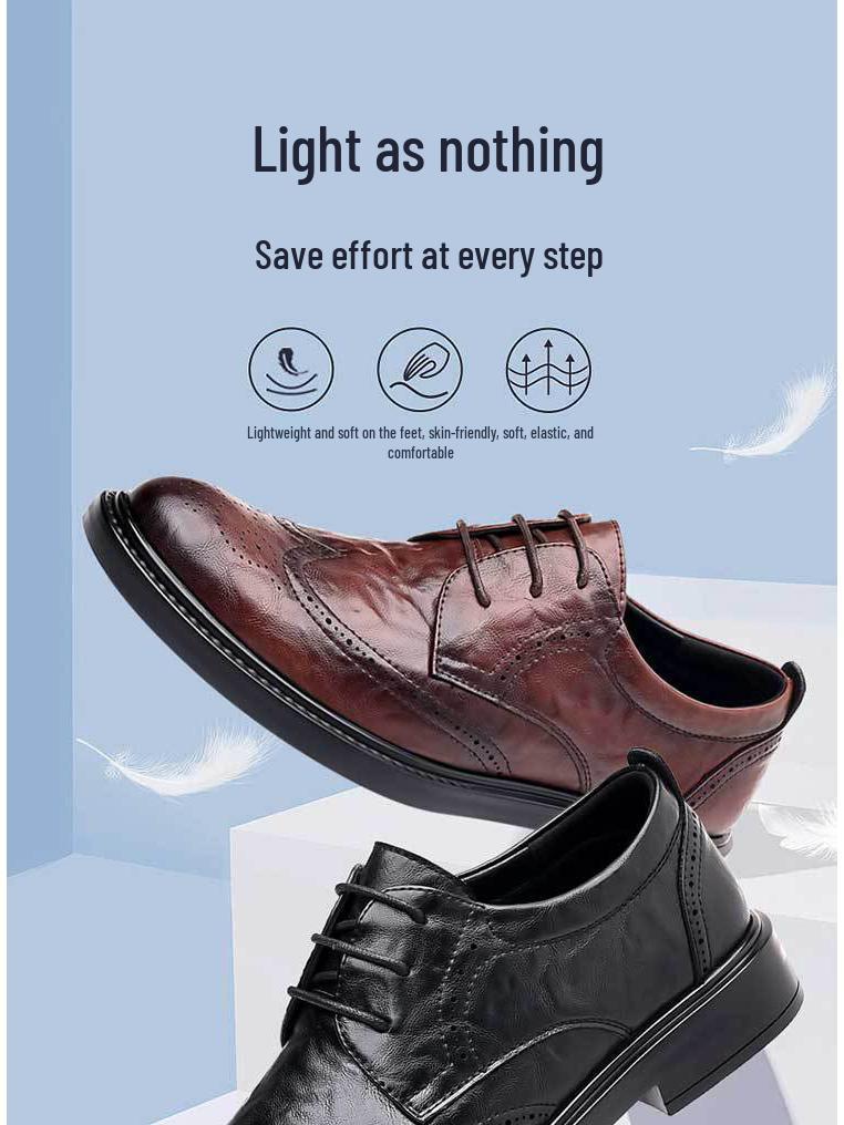 Men's Black Leather Brogue Shoes - Formal, Casual, Wedding, and Business Suit Style.