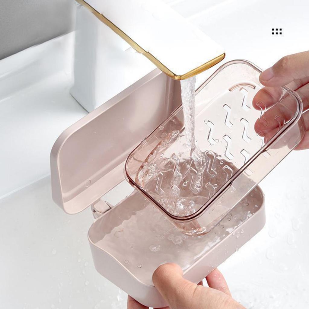 Simple Transparent Flap Drainage Box Bathroom Toilet Waterproof Soap Storage Box Dormitory Home Travel Large Soap Dish
