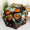 1pc Ladybugs, Butterflies Pattern Umbrella Portable Folding Umbrella Iron Frame Hole Bone Structure Outdoor Home Umbrella