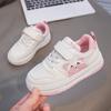 2025 autumn girls little white shoes leather surface new casual versatile board shoes sports waterproof soft sole cartoon non-slip