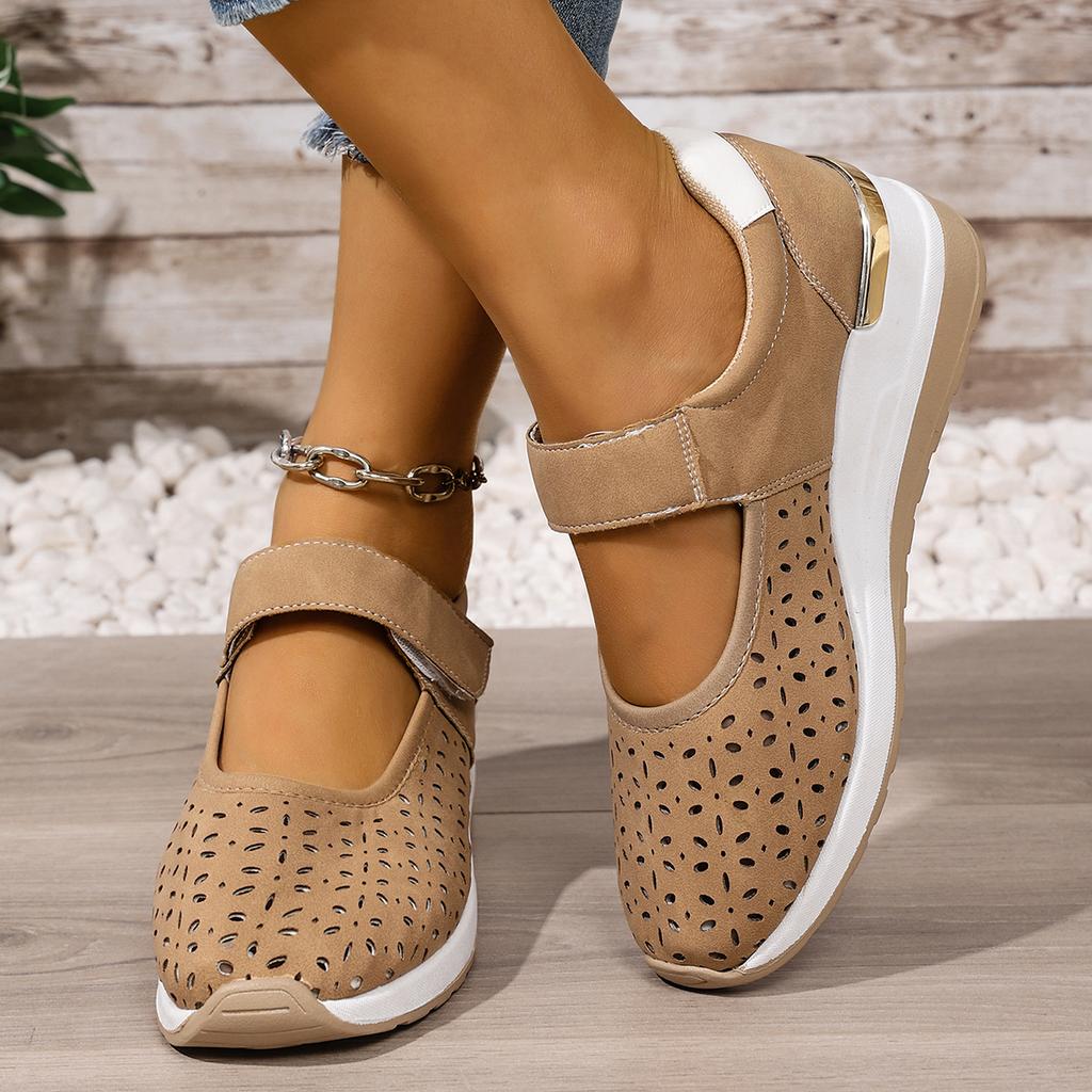 Fashion 2025 New Women Flat Sneakers Round-toe Shallow-mouth Platform Low-top Sneakers Women Hollow-out Breathable Single Shoes Women