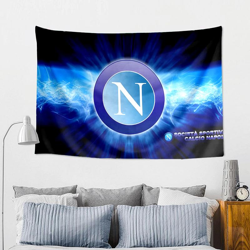 Electric Blue Napoli Logo Tapestry, Unique Design Tapestry, Wall Decor for Bedroom,Livingroom, Playroom,Heartwarming Fan Holiday Gifts