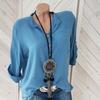 Women's Blouses Cotton Linen Blouse Spring Summer Shirts Casual Long Sleeve Button V-Neck Loose Shirt Lady Tops T-Shirts