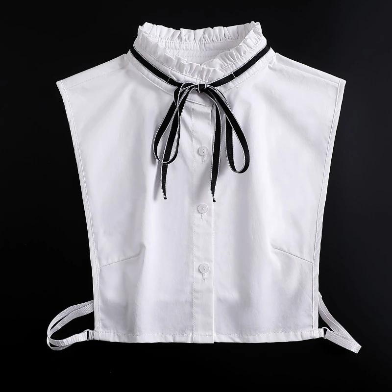 

Край листа лотоса, фальшивый воротник для свитера, платья, с бантами, половина рубашки, ложный воротник, галстуки, декоративный осенний воротник-стойка, съемные воротники