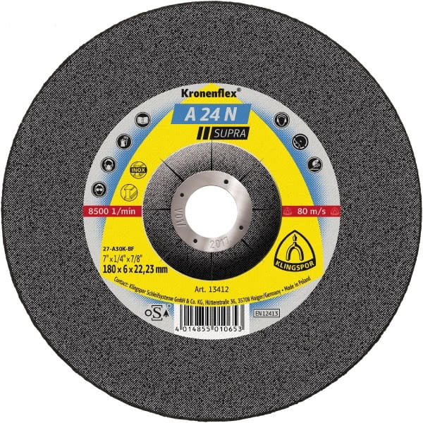 Klingspor Metal Grinding Disc 125Mm X 6.0Mm X 22.2Mm A24N Supra Inox