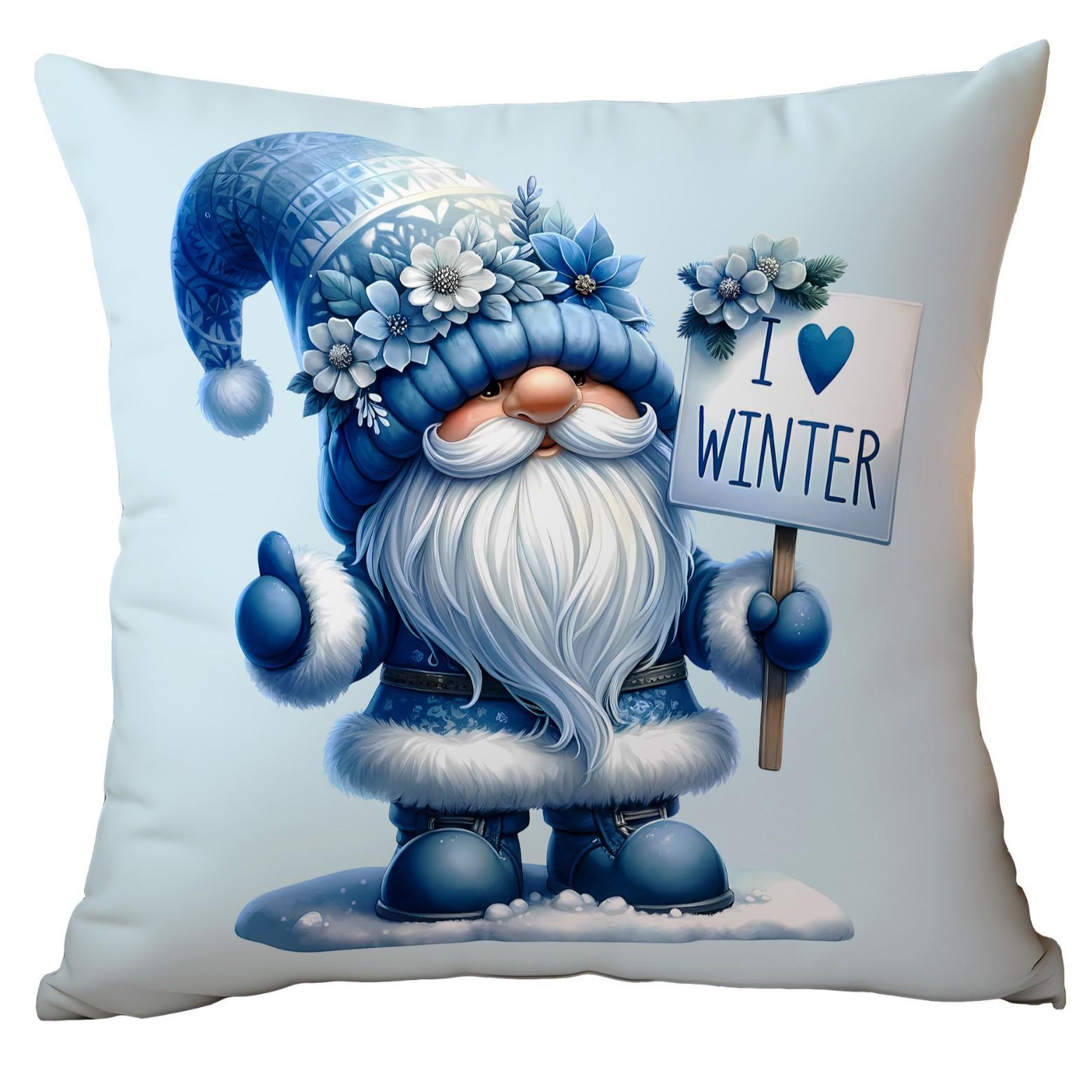 

Новая Рождественская наволочка Зимняя Премиум Синяя Гном Санта Принт Дом Диван Подушка 45 * 45Cm