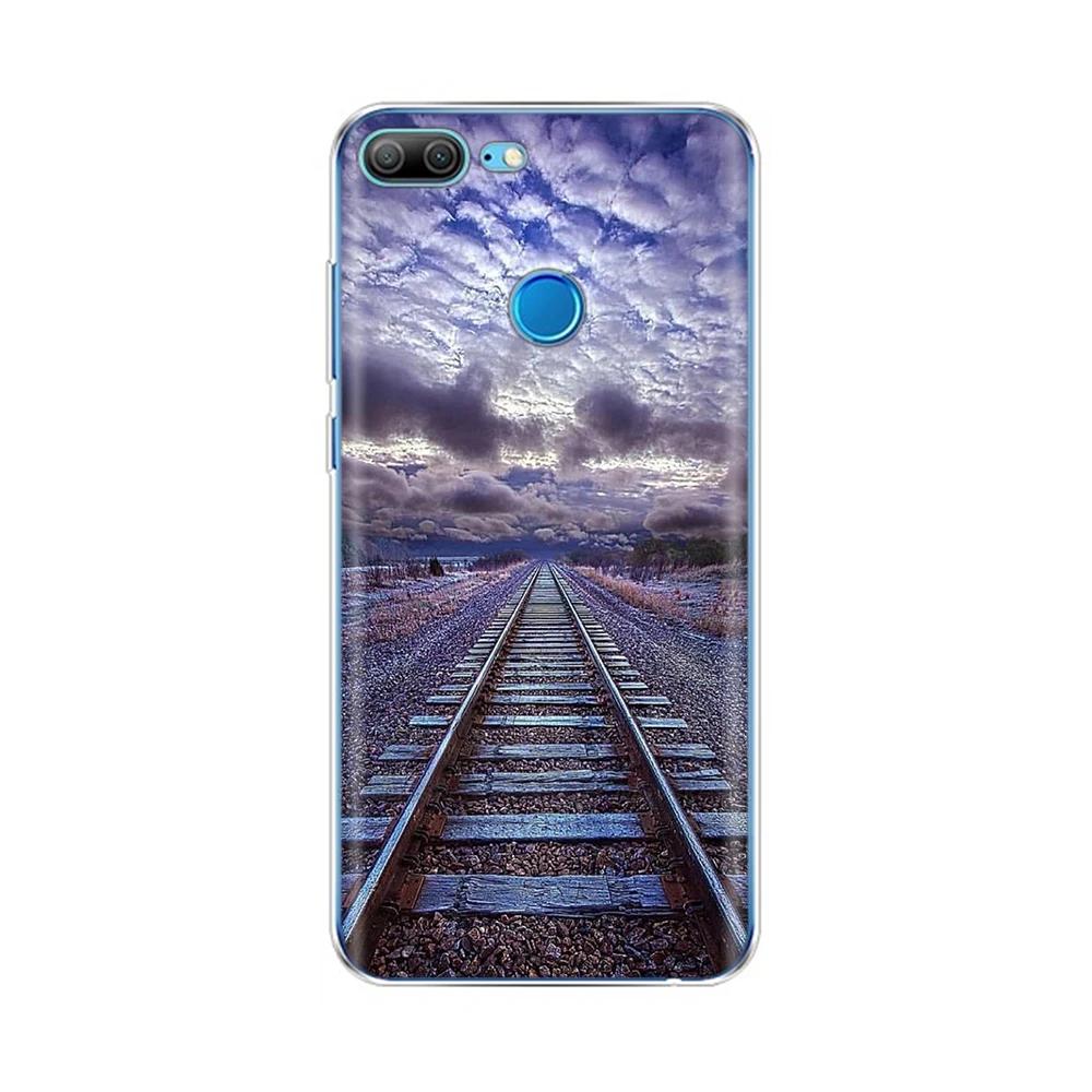 Phone Case For Honor 9 Lite Back Cover for Huawei Honor 9 Lite Cases Transparent Silicon TPU Protective Cats Flower Print Covers