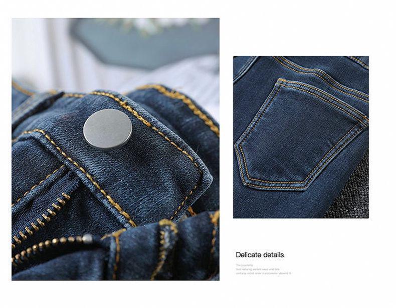 Damen Jeans 2025 Samtgefüttert Elastisch Slim Fit Koreanischer Stil Winterwarm