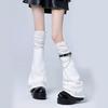 Women Harajuku Punk Flared Foot Covers with Buckled Belt Aesthetic Thigh High Over Knee Leg Warmers Socks Streetwear