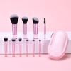 Makeup Brush Set 10 Piece Essential Travel Makeup Kit Face Synthetic Hair Brushes with Transparent Crystal Handle