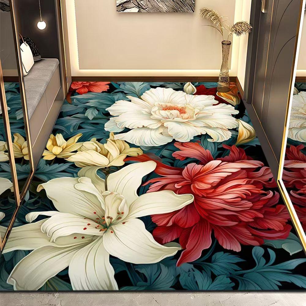 3D Carpet Peony Flower Printed for Living Room Bedroom Rugs Carpets Study Floor Mat