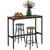 3 Piece Bar Table Set With 2 Stools Industrial Bar Table And Stool Set Dining Table And Chair Set Rustic Brown