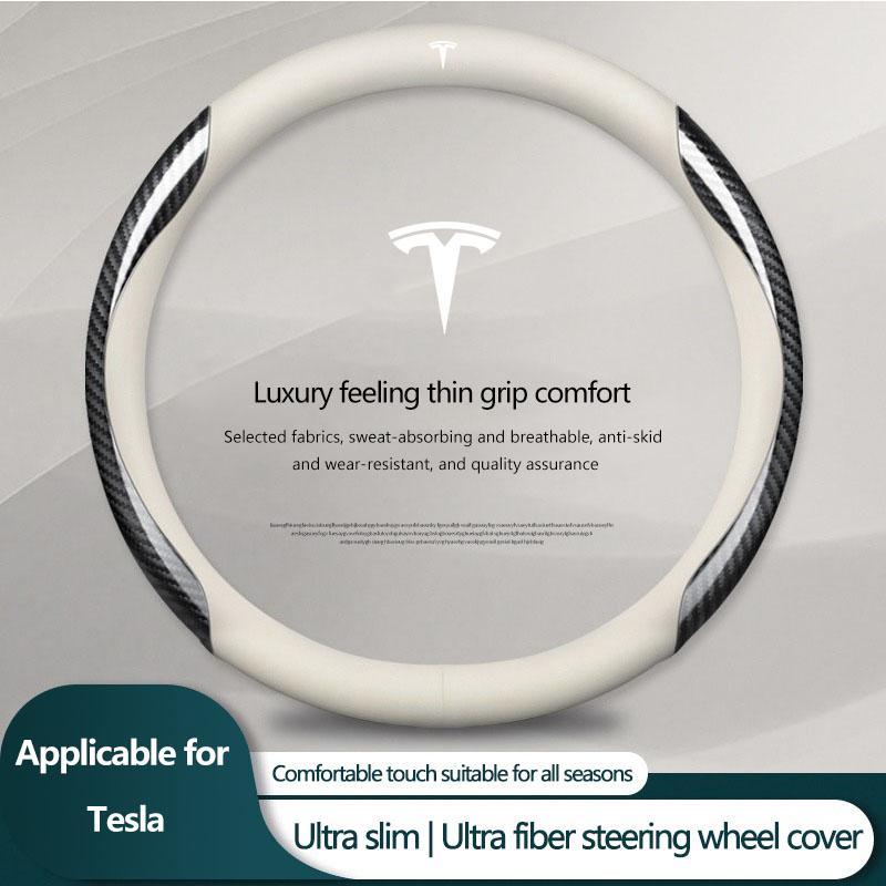 

Кожаный Чехол на Руль из Углеволокна Автоаксессуары Для Tesla Model 3 Model X S 2016-2023 Model Y Наклейки TM3 TMX silver