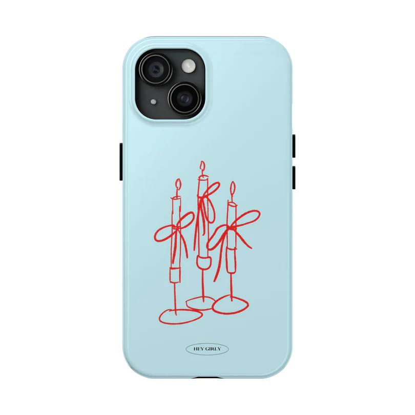 

Blue Candle Phone Case for iPhone 17 16e 16 15 14 13 12 11 X XS XR XSMAX 7 8 Air Pro Max Plus Luxury Double-layer Back Cover iPhone 11