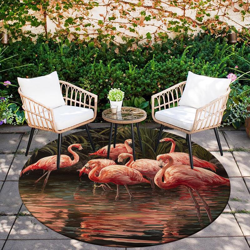 Giraffe & Flamingo Pattern Round rug,Carpet Rug for Living Room Bedroom Playroom ,Non-slip Floor Mat,Holiday Gifts and Birthday Gifts.