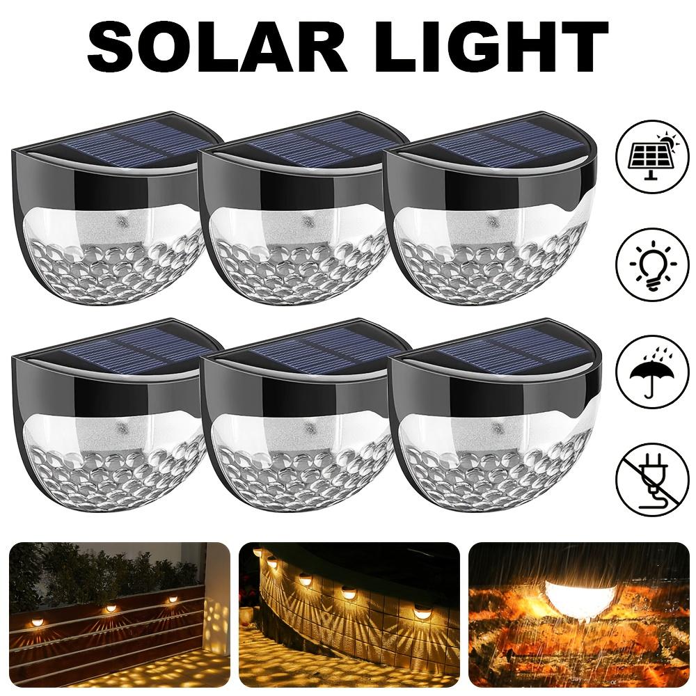 Solar Deck Lights,Solar Powered Fence Lights Dusk To Dawn LED Wall Light Outdoor Lighting Decoration for Step Yard Stair Patio Garden Warm Light