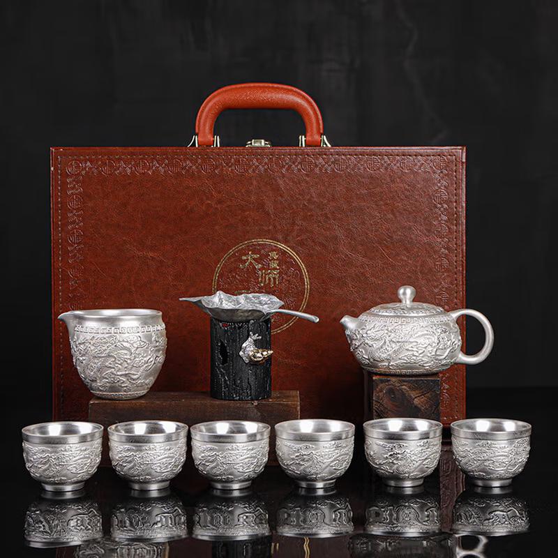 Ручной работы Позолоченный 999 Пробы Стерлинговое Серебро Набор для Kung Fu Чая