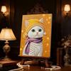 Handmade DIY Pearl Painting The Cat Wearing A Hat Theme Bedroom Living Room Frameless Diy Handmade Sticky Diamond Creative Canvas Painting