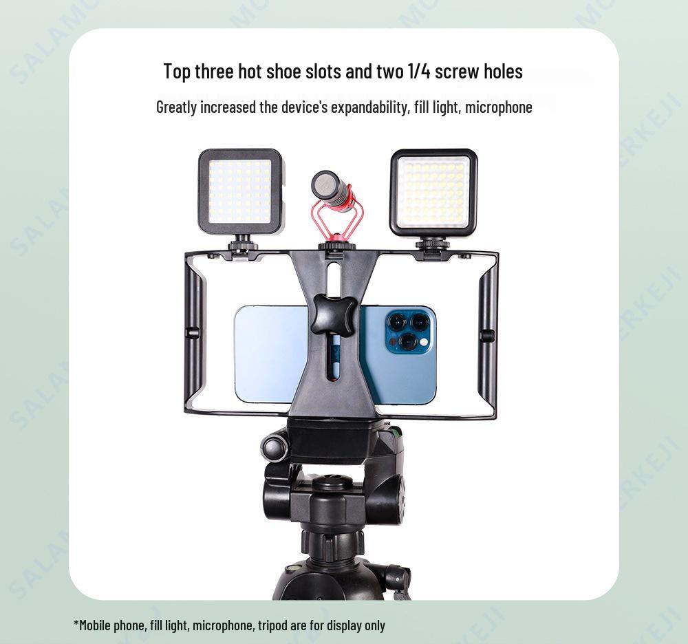 Live Broadcast Rabbit Cage Ring Light with Stable Follow Shot, Hot Shoe Mount, Handheld Bracket, Phone Frame for Photography.