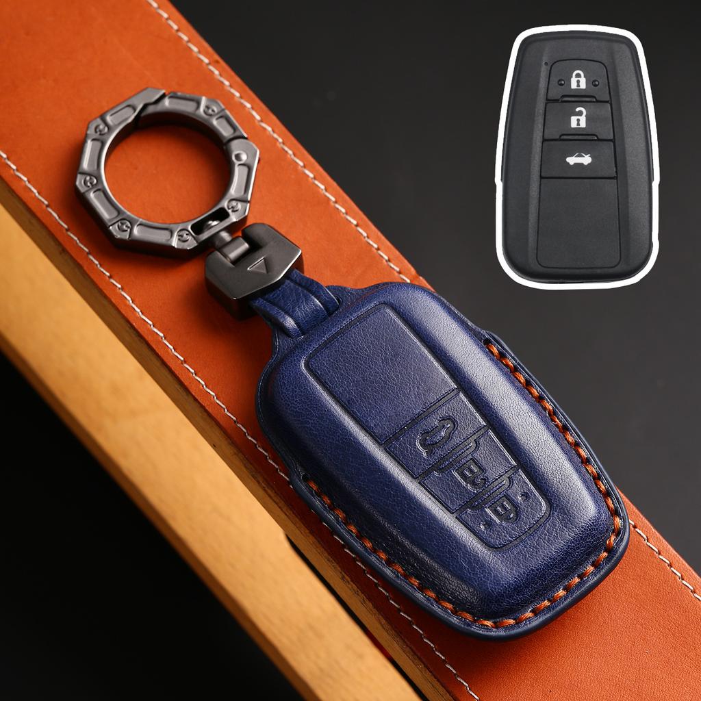 Leather Car Key Fob Case Cover Accessories For Toyota Sienna Rav4 Venza Mirai Hybrid Vehicles Alphard Previa Voxy